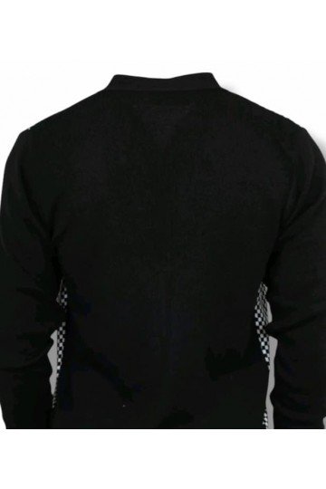 Cardigan Relco London carreaux damier noir et blanc. Gilet retro style ska 2 Tone.