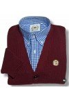 Cardigan "Waffle" Relco London. Bordeaux.
