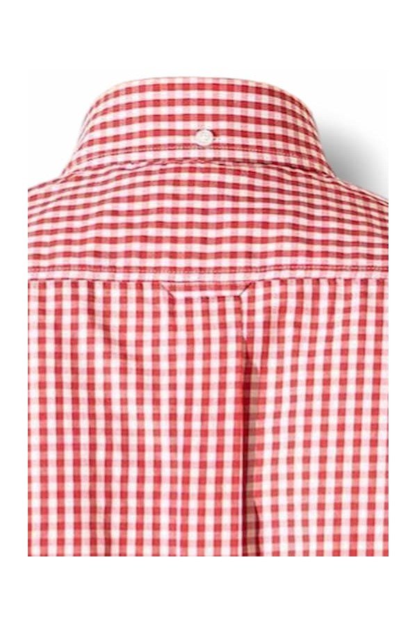 Chemise retro années 60. Relco London. Vichy rouge. Manches courtes. Pli dans le dos.