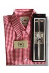 Chemise vichy rouge Relco + bretelles noir Relco. Style retro anglais années 60.