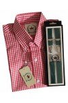 Chemise retro relco vichy rouge Relco + bretelles vert forêt Relco. Style vintage anglais années 60.