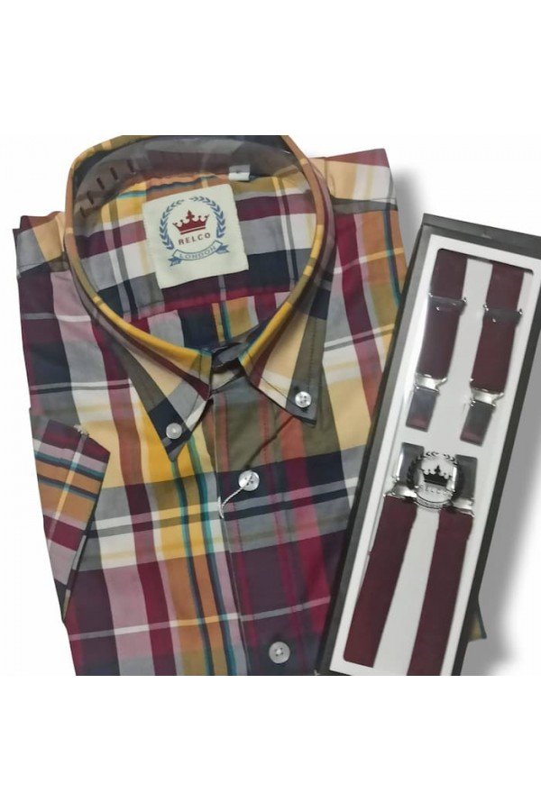 Chemise Relco London écossais + Bretelles Relco London bordeaux.