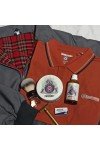 Polo Lambretta Clothing corail bandes beige bleu + Harrington jacket anglais gris + Rasoir Muhle R89.