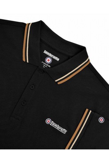 Polo Lambretta; Noir bande crème et bande cappuccino .