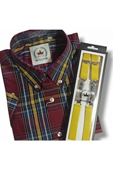 Bretelles Relco London fines jaune. Largeur 18mm. Style retro anglais.