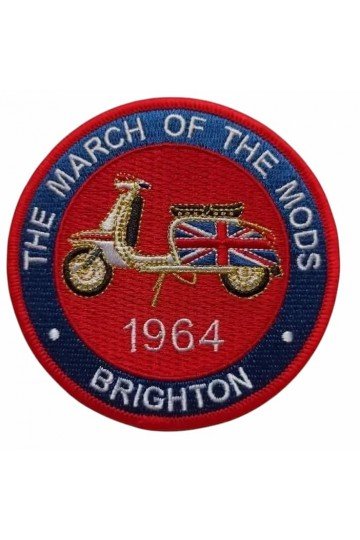 Patch brodé "The march of the Mods Brighton 1964. Thermocollant. Rond. Diamètre 9cms.