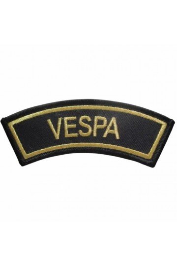 Patch d'épaule Vespa. Brodé lettrage Vespa. Style scooter, mods anglais. Thermocollant.