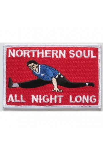 Patch Northern Soul All night Long. Brodé. Thermocollant. Style anglais scooterist, mods, wigan casino.