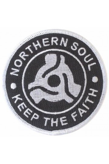 Patch Northern Soul Keep the Faith. Logo 45T adaptor. Brodé. Thermocollant.