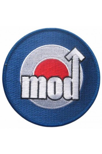 Patch Mod target rond. Lettrage Mod sur une cocarde. Brodé. Thermocollant. Style mods scooterist anglais .