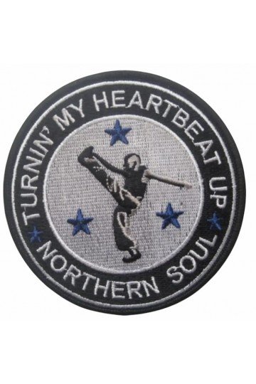 Patch Northern Soul - Turnin' my heatbeat up. Brodé. Thermocollant. Style wigan casino, scooterist, mods anglais.