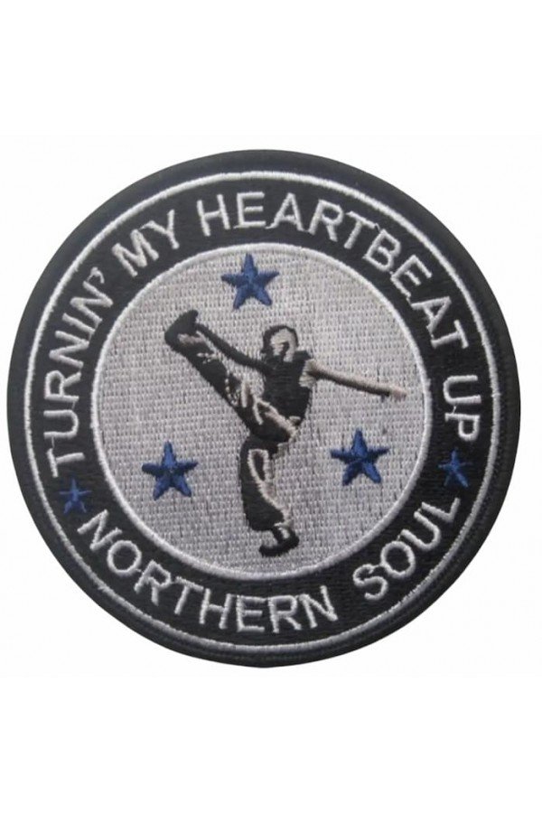 Patch Northern Soul - Turnin' my heatbeat up. Brodé. Thermocollant. Style wigan casino, scooterist, mods anglais.