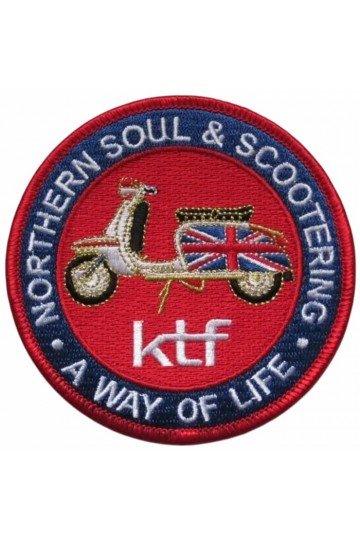 Patch Northern Soul & Scootering. A way of life. Brodé. Thermocollant. Patch scooterist, mods anglais.