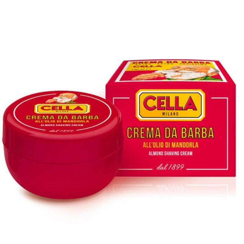 Crème à raser "CELLA ". A l'huile d'amandes depuis 1899. Bol et sa boite cartonnée de présentation..