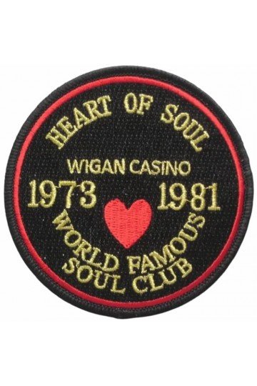 Patch northern soul heart of soul Wigan Casino - 1973 198. Brodé. Thermocollant. Style scooterist, mods anglais.