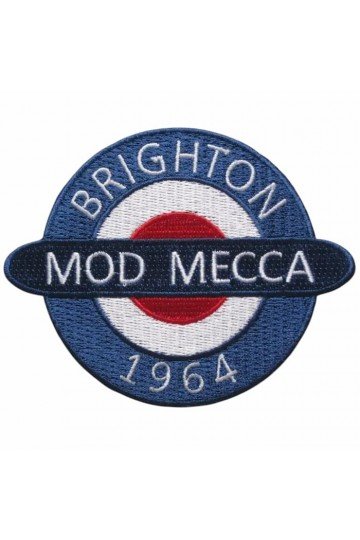 Patch Brighton 1964 Mod Mecca. Brodé. Thermocollant. Style scooterist, wigan casino, mods anglais.