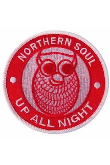 Patch Northern Soul - Up all night owl. Brodé. Thermocollant. Style wigan casino, scooterist, mods anglais.