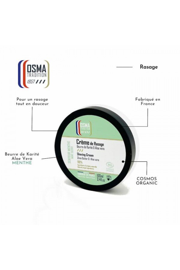 Crème de Rasage Osma Tradition "Menthe" , composition