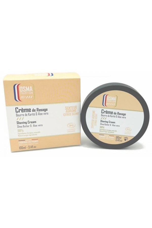 Crème de rasage Osma  "Agrume" avec boite de présentation