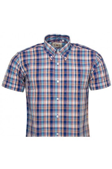 Chemise Relco London STCK29 à carreaux bleus vue de face.