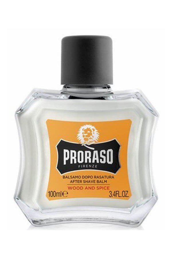 Baume Après-Rasage Proraso "Wood and spice".  Flacon de 100 ml.