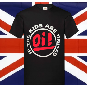 T-shirt noir Oi! if the kids are united. Logo blanc rouge.