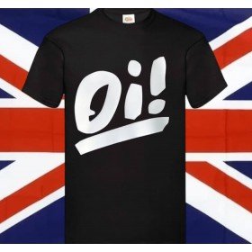 T-shirt Oi! . Style rudeboy ska anglais. Noir grand logo blanc. Existe en 6 tailles.