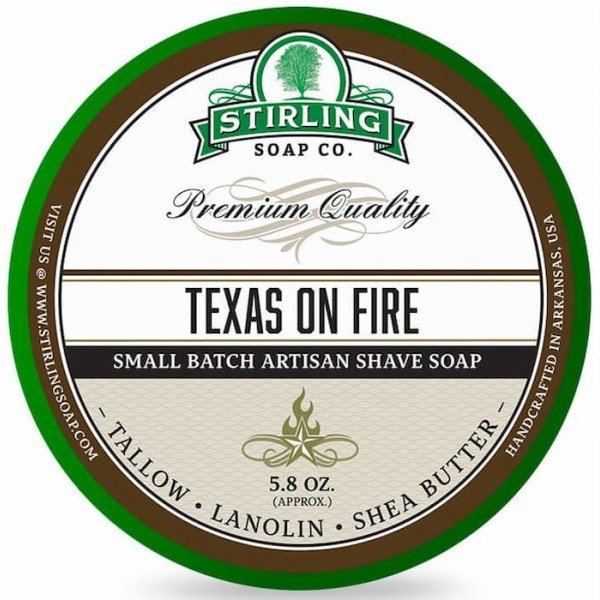 Savon à raser Stirling "Texas on fire". Pot de 170ml.