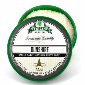 Savon de rasage Stirling "Dunshire". Pot ouvert , savon crémeux