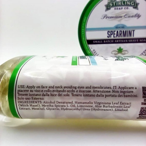Après-rasage Stirling "Glacial Spearmint" liste des ingrédients INCI