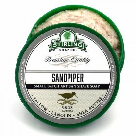 Savon de rasage Stirling "Sandpiper". Mousse crémeuse et  épaisse pour un rasage sans irritation.