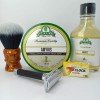 Pour un rasage classique avec Savon à raser Stirling Amyris, après-rasage, blaireau Parker Solar Storm, rasoir Muhle R89 B