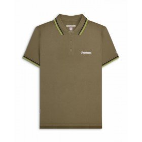 Polo Lambretta Clothing. Kaki bande noire et vert sauge.