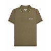 Polo Lambretta Clothing. Kaki bande noire et vert sauge.