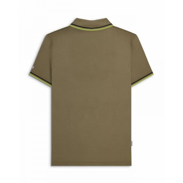 Polo Lambretta Clothing. Kaki bande noire et vert sauge.