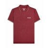 Polo Lambretta Clothing. Bordeaux bande gris métal et cuivre.