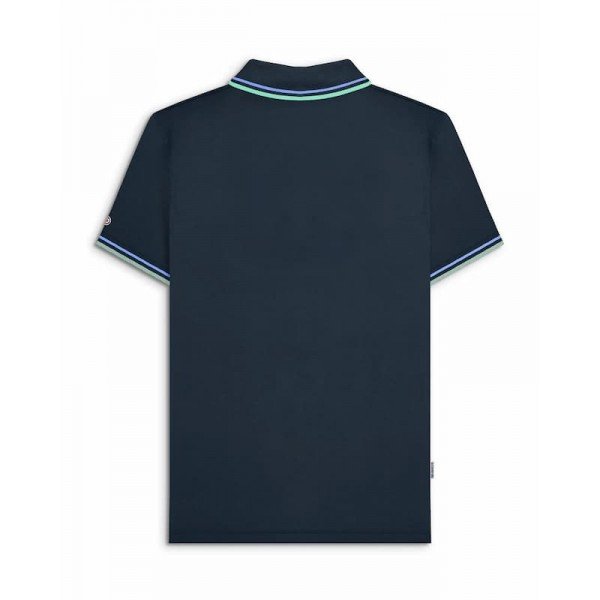 Polo Lambretta Clothing. Marine bande bleu et bleu fumé