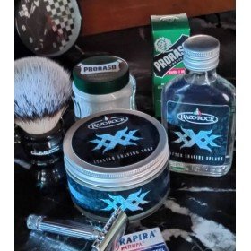 Après-rasage Razorock "XXX Menthol" + savon à raser Razorock "XXX Menthol" + blareau Goodfellas Smile " Galaxy".