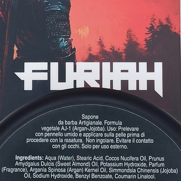 Savon de rasage Furiah. Liste d'ingrédients INCI. Huile d'Argan et huile de Jojoba.