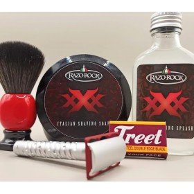 Après-rasage Razorock "XXX" + savon à raser "XXX" + blaireau Goodfellas Smile "Red Evil".
