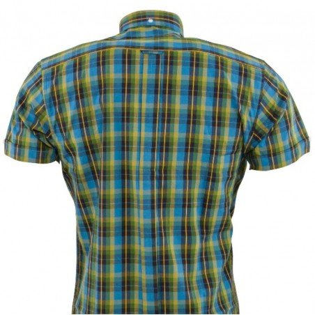 Chemise Relco London CK59 retro vintage. Bleu + vert. De dos.