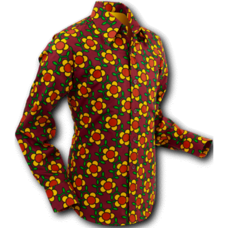 chemise Chenaski mod, retro 60/70, "Flowergrid".