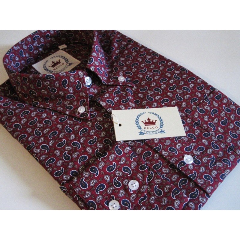 chemise Relco paisley Bordeaux (Motifs style cachemire), manches longues