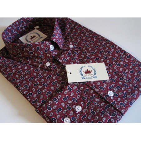 chemise Relco paisley Bordeaux (Motifs style cachemire), manches longues