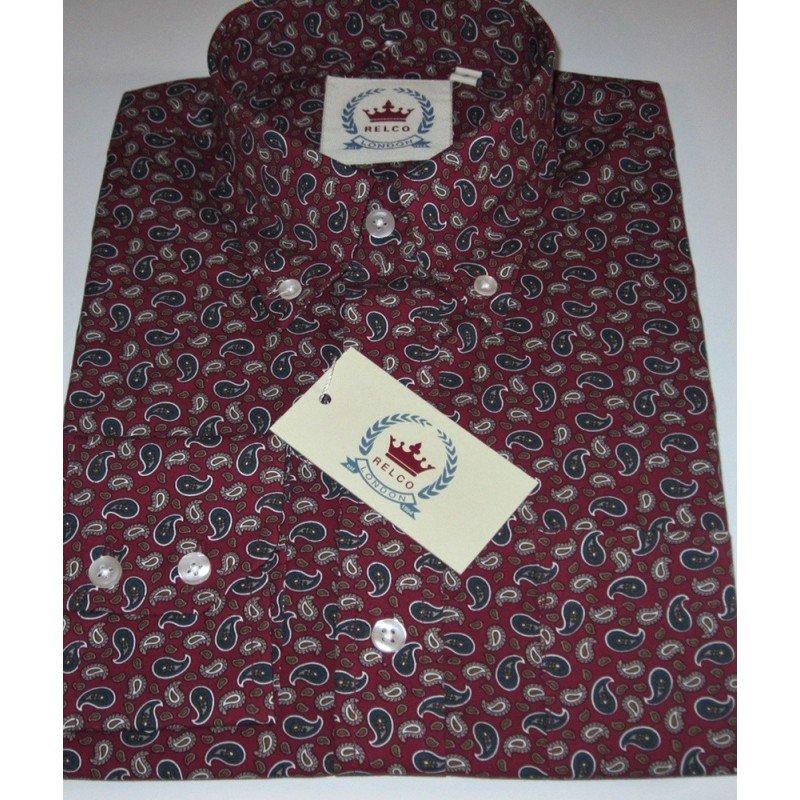 chemise Relco paisley Bordeaux (Motifs style cachemire), manches longues