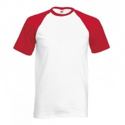 T-shirt  baseball par Fruit of the Loom. T-shirt blanc avec manches rouges.