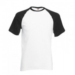 T-shirt  baseball par Fruit of the Loom. T-shirt blanc avec manches noires.