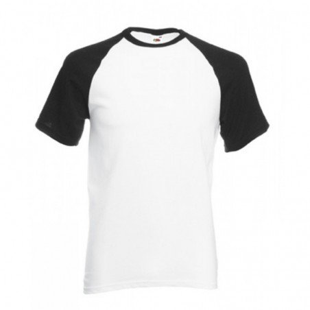 T-shirt baseball par Fruit of the Loom. T-shirt blanc avec manches noires.