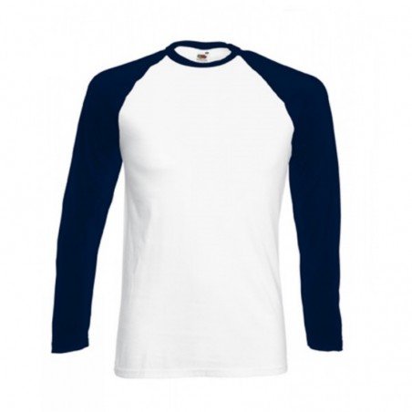 T-shirt baseball Fruit of the Loom manches longues blanc marine