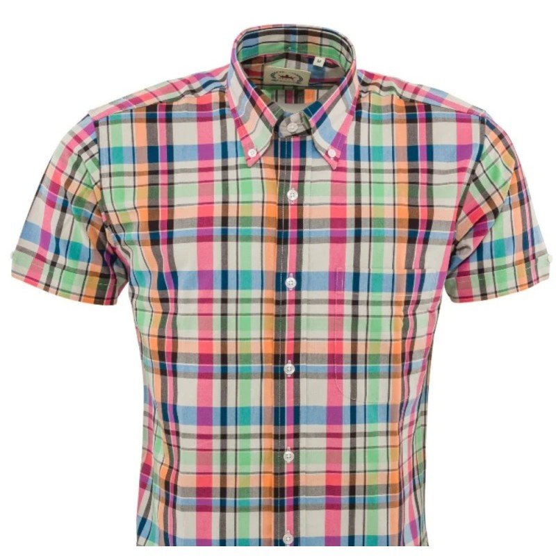 Chemise Relco London CK61 retro vintage.Madras. de face.